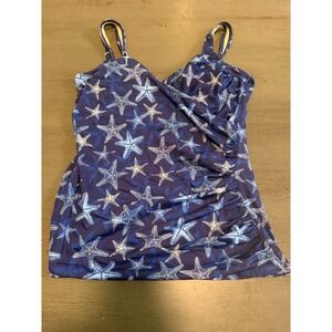 STARFISH blue MIRACLESUIT by TALBOTS swimsuit top tankini size 14